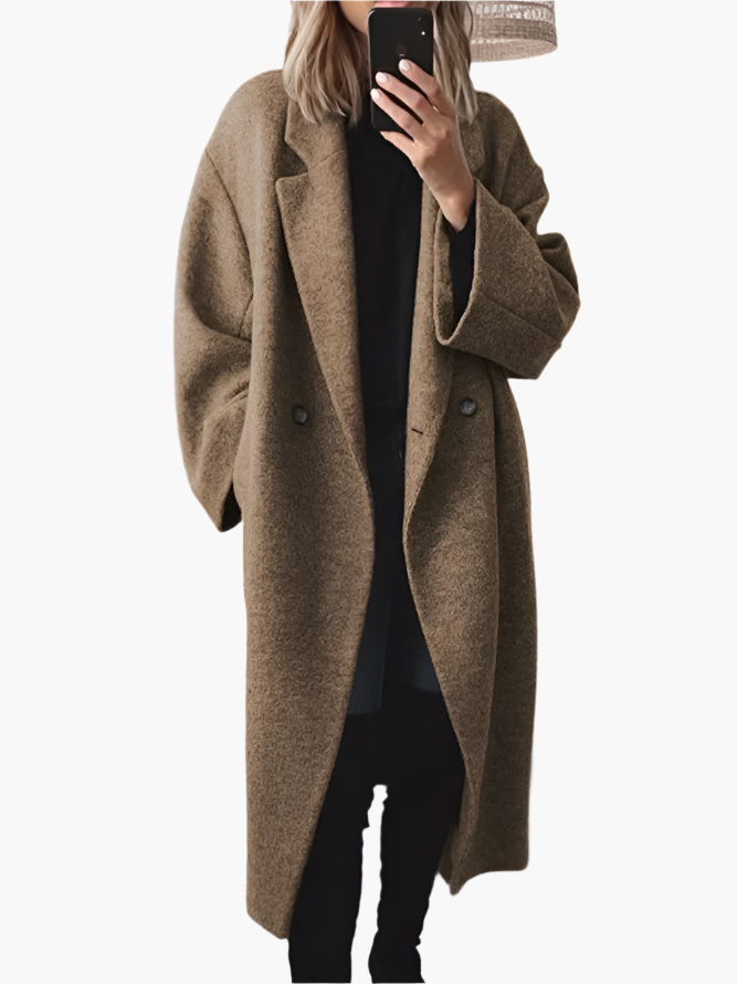 Damen Oversize Wintermantel – Klassisch, Lang, Eleganter Herbst-/Winter-Alltagsmantel